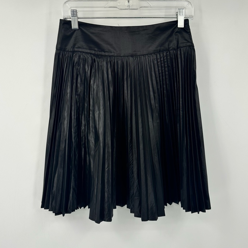 KOAN Black Faux Leather Pleated Skirt Made in Italy Womens size 42 10